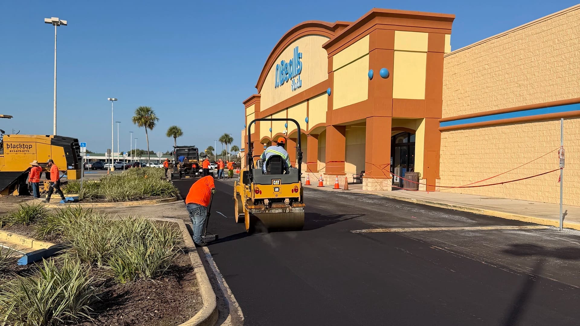 Completed commercial parking lot