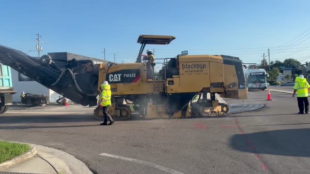 CAT PM622 cold planer milling residential streets in Madeira Beach, FL