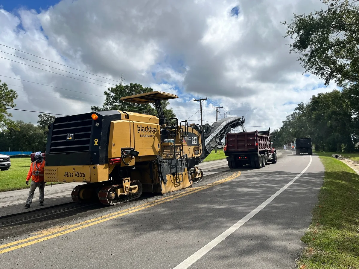 Milling machine running on a commercial lot — Central Florida