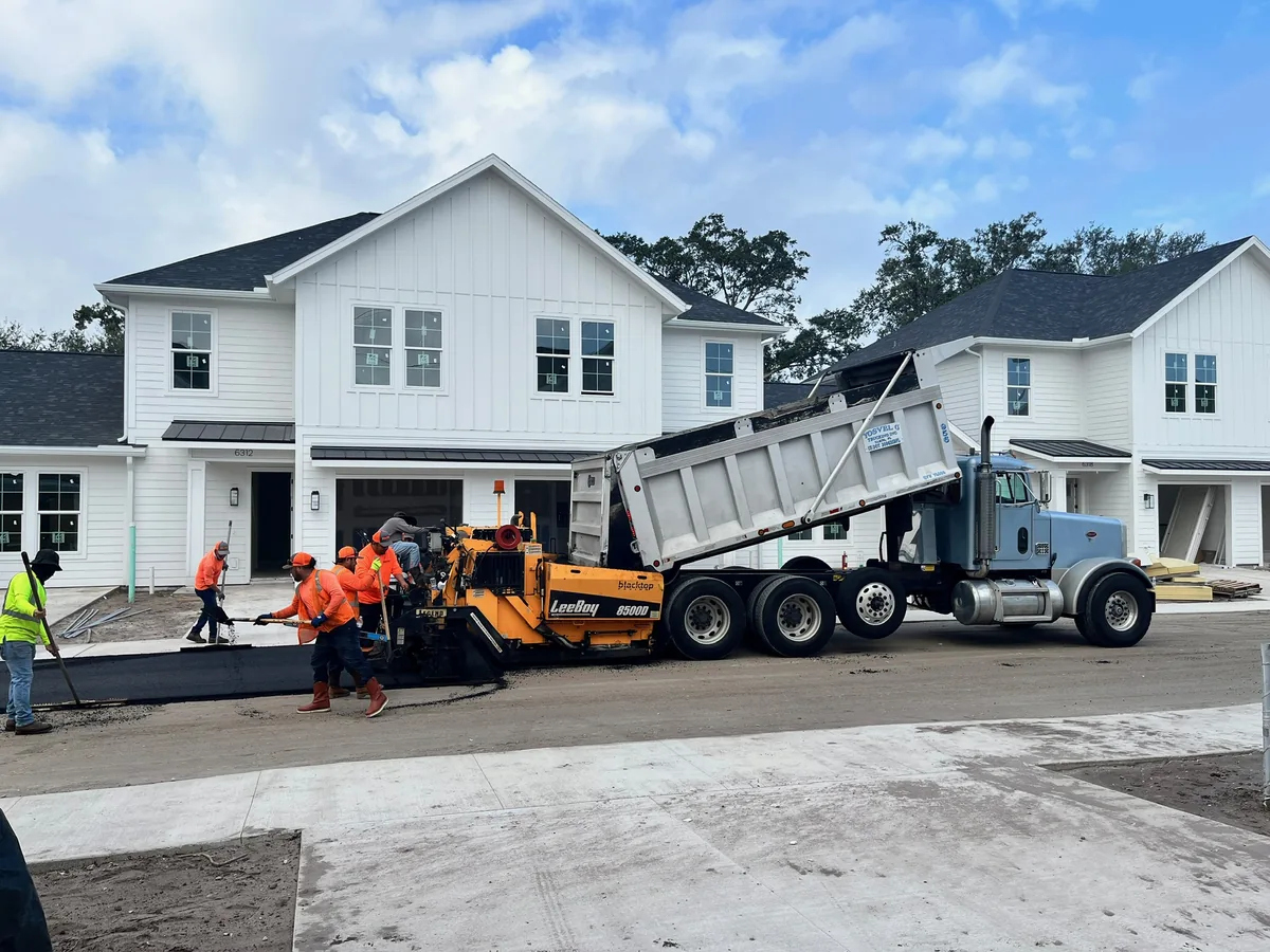 Wide-angle paving scene — Central Florida