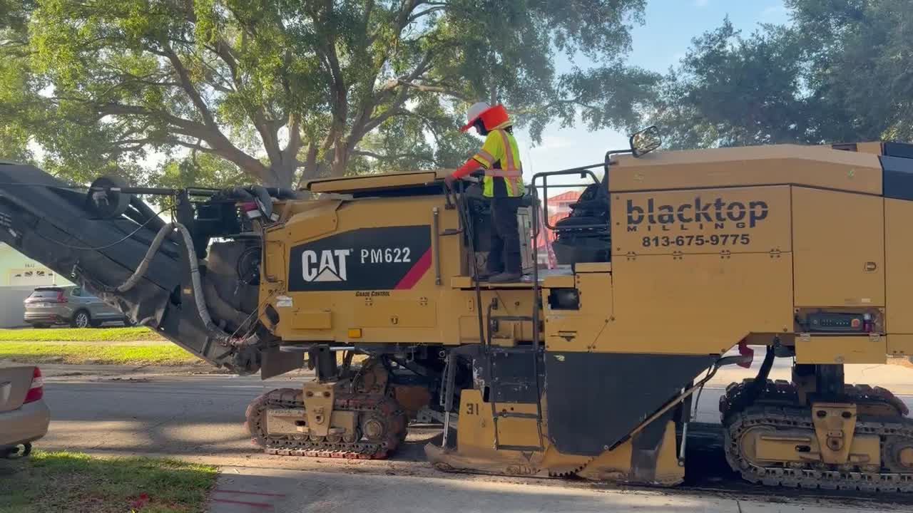 CAT PM622 Blacktop-branded milling machine in operation — Central Florida